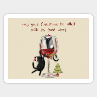 Merry Christmas - Black cats with Santa hat. Sticker